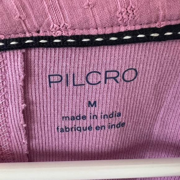 Anthropologie Pilcro The Andie Ribbed Henley Top Balloon Sleeve Smocked Purple - Picture 5 of 6